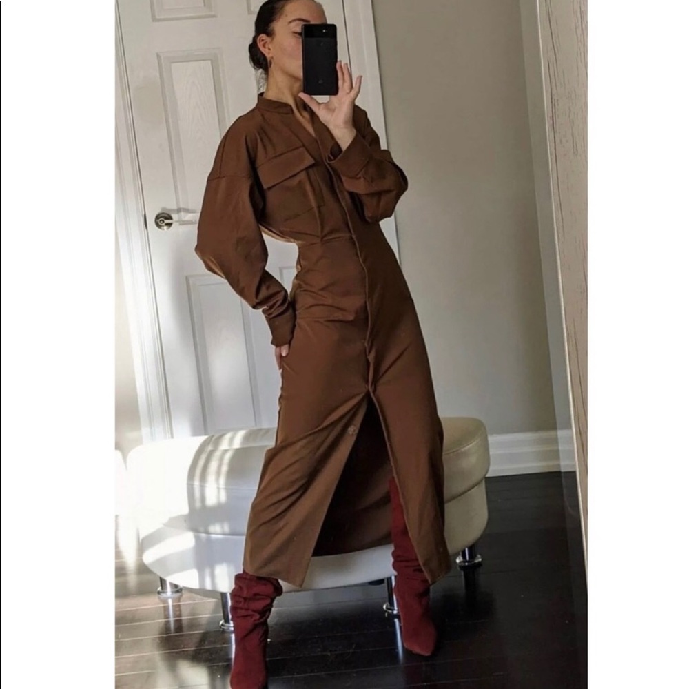 NWOT. brown shirt dress